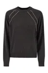 Peserico Crew Neck Jumper With Bright Details In Gray