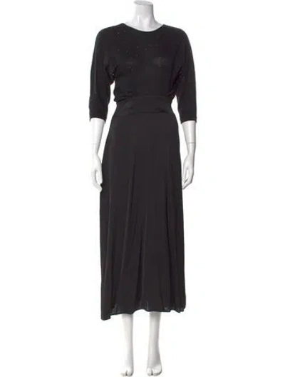 Pre-owned Peserico Crew Neck Long Dress In Black