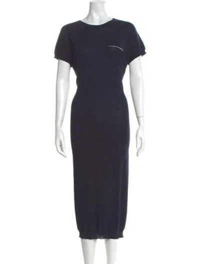 Pre-owned Peserico Crew Neck Long Dress In Blue