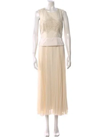 Pre-owned Peserico Crew Neck Long Dress In Neutral