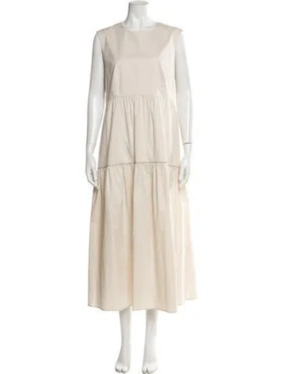 Pre-owned Peserico Crew Neck Long Dress In Neutral