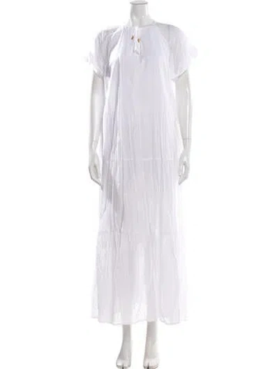 Pre-owned Peserico Crew Neck Long Dress In White