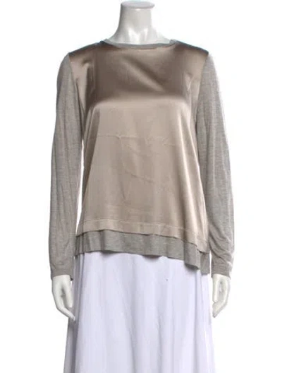 Pre-owned Peserico Crew Neck Long Sleeve Top In Neutrals