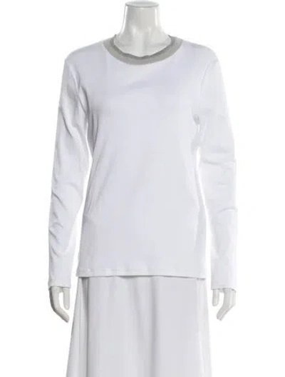 Pre-owned Peserico Crew Neck Long Sleeve T-shirt W/ Tags In White