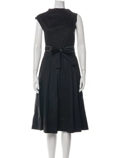 Pre-owned Peserico Crew Neck Midi Length Dress In Black