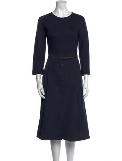 Pre-owned Peserico Crew Neck Midi Length Dress In Blue