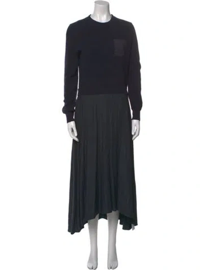 Pre-owned Peserico Crew Neck Midi Length Dress In Blue