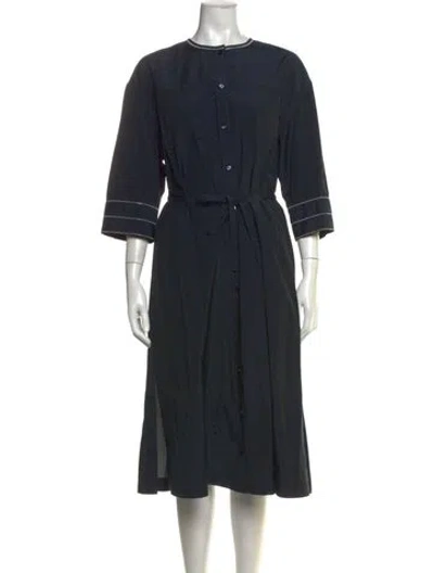 Pre-owned Peserico Crew Neck Midi Length Dress In Blue