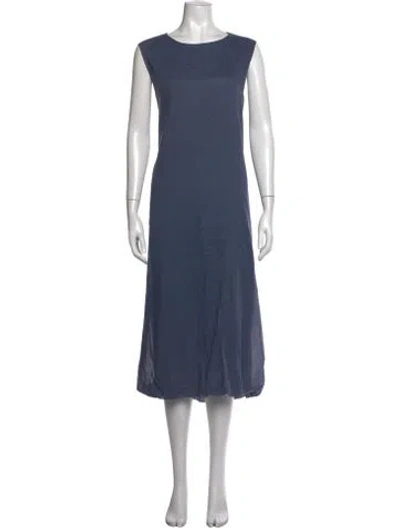 Pre-owned Peserico Crew Neck Midi Length Dress In Blue
