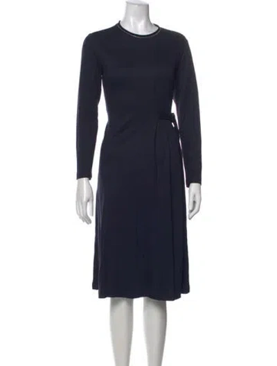 Pre-owned Peserico Crew Neck Midi Length Dress In Blue