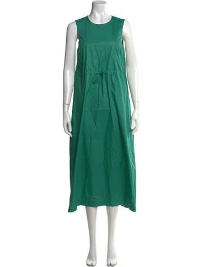 Pre-owned Peserico Crew Neck Midi Length Dress In Green