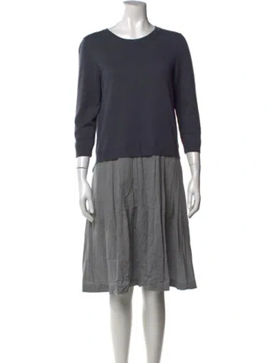 Pre-owned Peserico Crew Neck Midi Length Dress In Grey