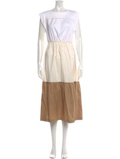 Pre-owned Peserico Crew Neck Midi Length Dress In Neutral