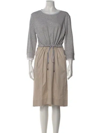 Pre-owned Peserico Crew Neck Midi Length Dress In Neutral