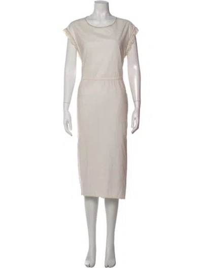 Pre-owned Peserico Crew Neck Midi Length Dress In Neutral