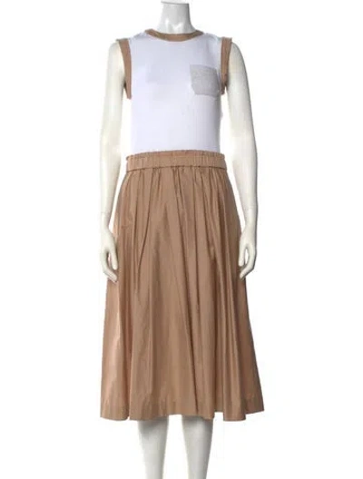 Pre-owned Peserico Crew Neck Midi Length Dress In Neutral