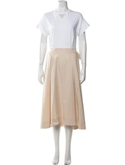 Pre-owned Peserico Crew Neck Midi Length Dress In Neutrals