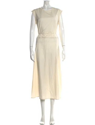Pre-owned Peserico Crew Neck Midi Length Dress In Neutrals