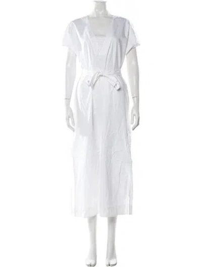 Pre-owned Peserico Crew Neck Midi Length Dress In White