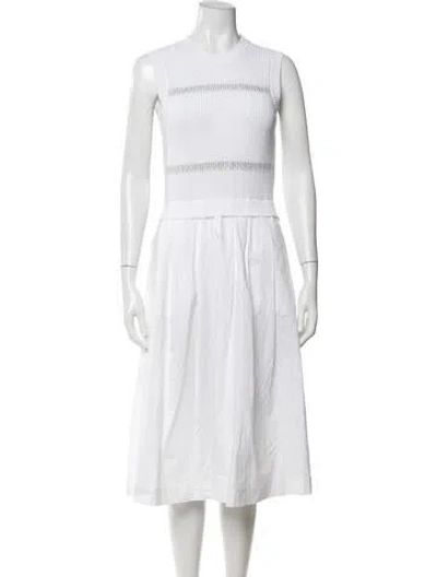 Pre-owned Peserico Crew Neck Midi Length Dress In White