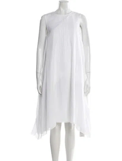 Pre-owned Peserico Crew Neck Midi Length Dress In White