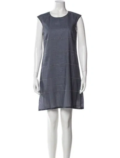 Pre-owned Peserico Crew Neck Mini Dress In Gray