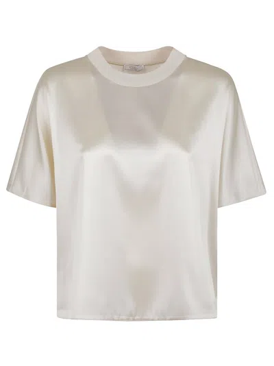 Peserico Crew Neck Shirt With Silk Knit Trim