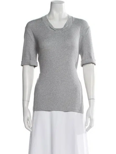 Pre-owned Peserico Crew Neck Short Sleeve Top W/ Tags In Gray
