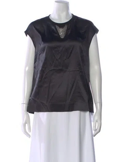 Pre-owned Peserico Crew Neck Sleeveless Top In Black