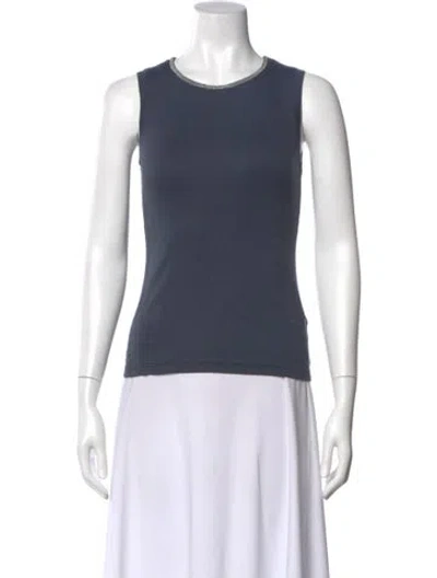 Pre-owned Peserico Crew Neck Sleeveless Top In Blue