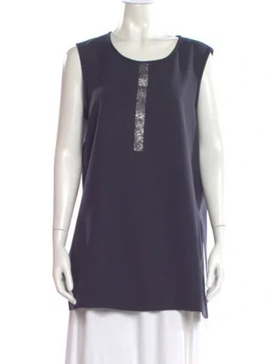 Pre-owned Peserico Crew Neck Sleeveless Top In Blue