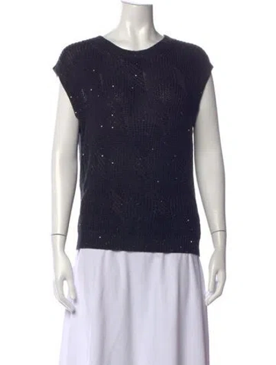 Pre-owned Peserico Crew Neck Sleeveless Top In Blue