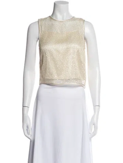 Pre-owned Peserico Crew Neck Sleeveless Top In Neutral