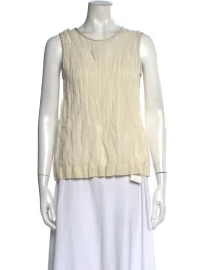 Pre-owned Peserico Crew Neck Sleeveless Top In Neutrals