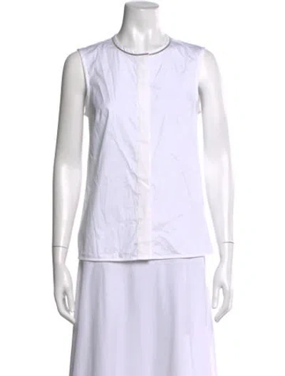 Pre-owned Peserico Crew Neck Sleeveless Top In White