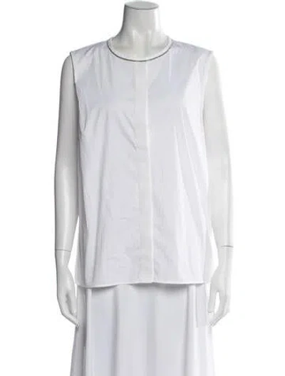 Pre-owned Peserico Crew Neck Sleeveless Top In White