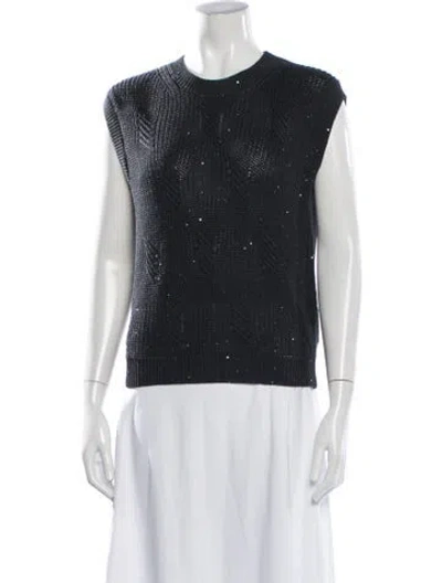 Pre-owned Peserico Crew Neck Sweater In Black/blue
