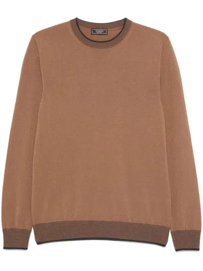 Peserico Crew-neck Sweater In Brown