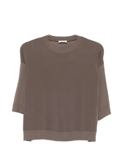 Peserico Crew-neck T-shirt In Brown