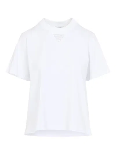 Peserico Short Sleeve Mock Neck Textured Top In White