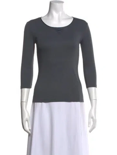 Pre-owned Peserico Crew Neck Three-quarter Sleeve Top In Gray