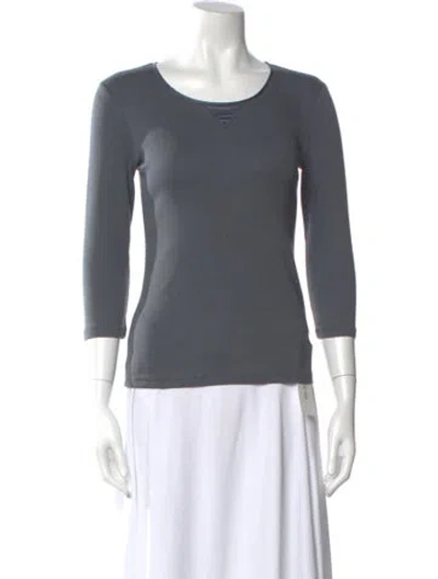 Pre-owned Peserico Crew Neck Three-quarter Sleeve Top In Gray