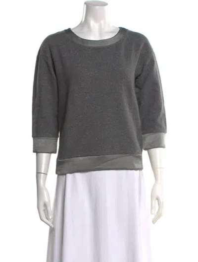 Pre-owned Peserico Crew Neck Three-quarter Sleeve Top In Grey