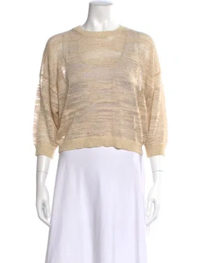Pre-owned Peserico Crew Neck Three-quarter Sleeve Top In Neutral