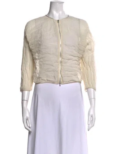 Pre-owned Peserico Crew Neck Three-quarter Sleeve Top In Neutral