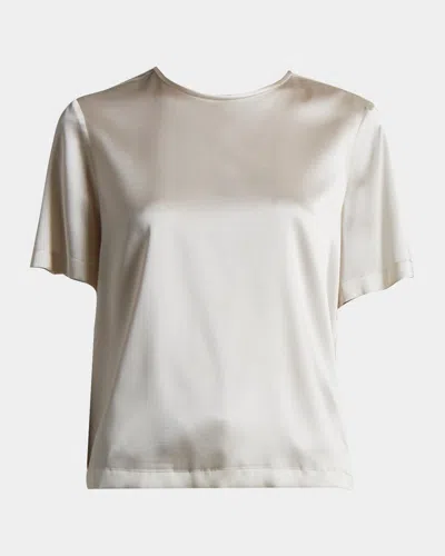 Peserico Crewneck Chain-trim T-shirt In Quartz Sand