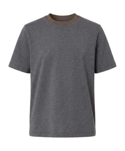 Peserico Crew-neck Knit T-shirt In Gray