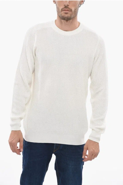 Peserico Crewneck Knitted Cotton Pullover In White