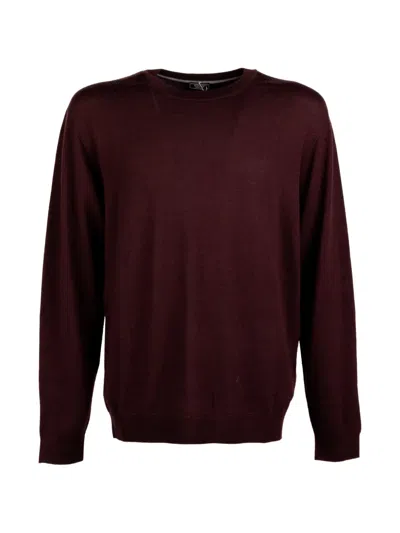 Peserico Crew-neck Knitted Sweater In Red