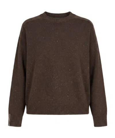 Peserico Crew-neck Long-sleeve Sweater In Brown